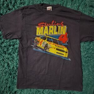 Vintage 1994 Sterling Marlin NASCAR Coors Light Race Tee Checkered Flag 23x30